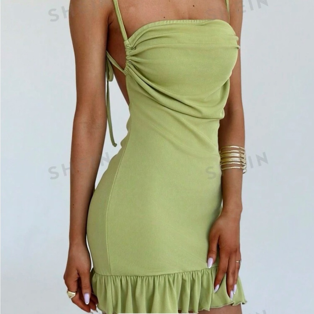 green mini dress